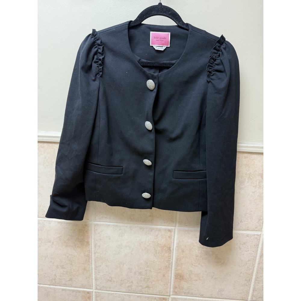 Kate Spade New York Women's Black Jewel Button Ponte Jacket. Sz 10 - Picture 2 of 11